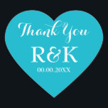 Adesivo Coração Envelope de casamento em forma de coração sela ade<br><div class="desc">Na moda Coração moldou o favor do casamento, obrigado seus adesivos. Cor de fundo azul e branco ou personalizada do aqua / turquesa. Escrita elegante. Use como selantes de envelopes românticos / selantes ou como etiqueta de favor de casamento monograma para agradecer aos convidados. Forma bonita do símbolo de amor...</div>