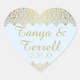 Adesivo Coração Envelope de Casamento Selos de Ouro de Vintage Ele