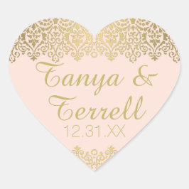 Adesivo Coração Envelope de Casamento Selos de Ouro de Vintage Ele