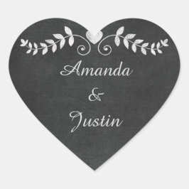 Adesivo Coração Envelope Personalizado de Casamento Cardíaco Chalk