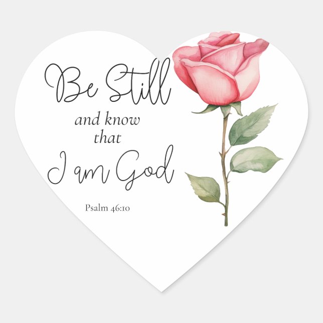 Adesivo Coração Escritura Esteja quieta e saiba que eu sou Deus Fl (Frente)