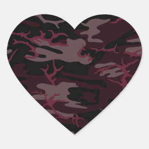 Adesivo Coração Escuro - Camo vermelho
