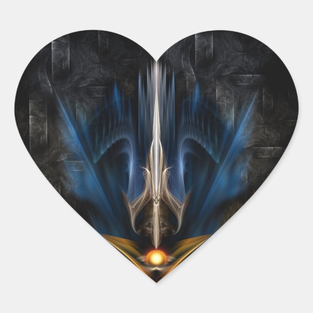 Adesivo Coração Espada de Arte Fractal Leve (Frente)