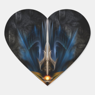 Adesivo Coração Espada de Arte Fractal Leve