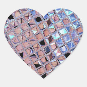 Adesivo Coração Espelhos de esfera de prata metálica