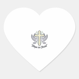 Adesivo Coração Esperança em Cristo Pombo Cruz Design Cristão Vint