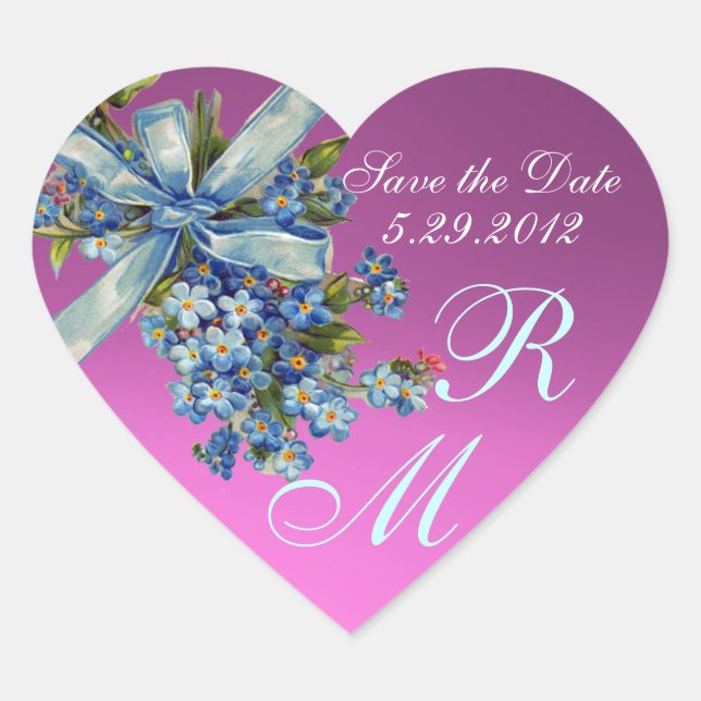 Adesivo Coração ESQUEÇA-ME NENHUM MONOGRAMA, FESTA DE CASAMENTO co (Frente)