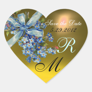 Adesivo Coração ESQUEÇA-ME NÓS MONOGRAMA, FESTA DE CASAMENTO amare