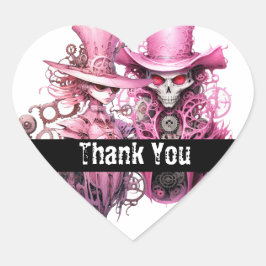 Adesivo Coração Esqueletos de casamento rosa Steampunk