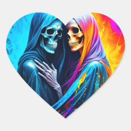 Adesivo Coração Esqueletos embrulhados num arco-íris