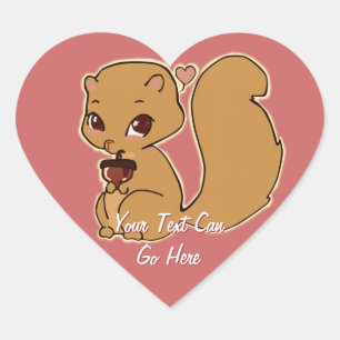 Adesivo Coração Esquilo com Cardíaco Acorn Stickers