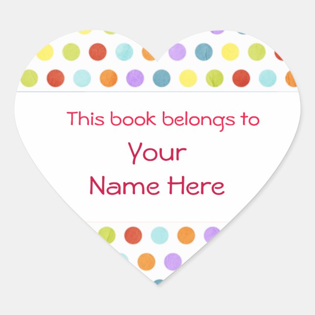 Adesivo Coração Este Livro Pertence Ao Autocolante Personalizado (Frente)