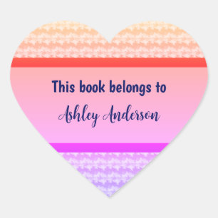 Adesivo Coração Este Livro Pertence Ao Nome Personalizado