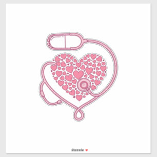 Adesivo Coração Estetoscópio Amor Médico Camisa Desenho Ve