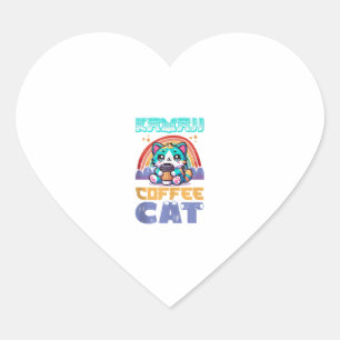 Adesivo Coração Estilo de Animação Adorável do Café Kawaii