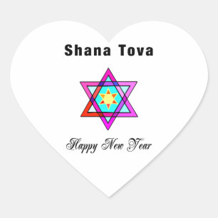 Adesivo Coração Estrela judaica Shana Tova