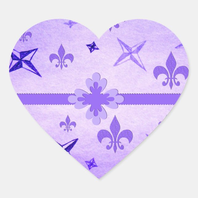 Adesivo Coração Estrelas e Fleur De Lis (Frente)