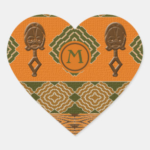 Adesivo Coração etnia africana striped tribal.
