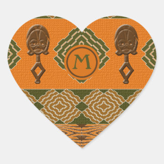 Adesivo Coração etnia africana striped tribal.