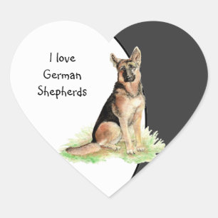 Adesivo Coração Eu adoro German shepherd Cachorro, Pet com Coração