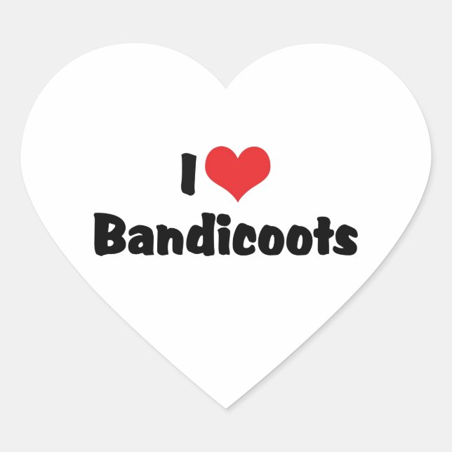 Adesivo Coração Eu adoro "Heart Bandicoots" (Frente)