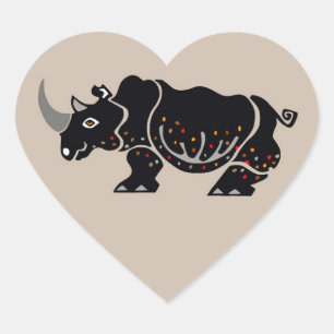 Adesivo Coração Eu adoro RHINOS - Vida Selvagem - Natureza - Ameaç