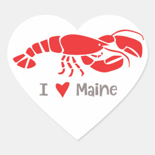 Adesivo Coração Eu amo a lagosta de Maine