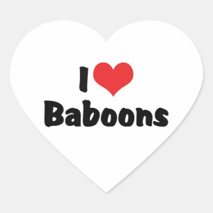 Adesivo Coração Eu Amo Babuínos do Coração