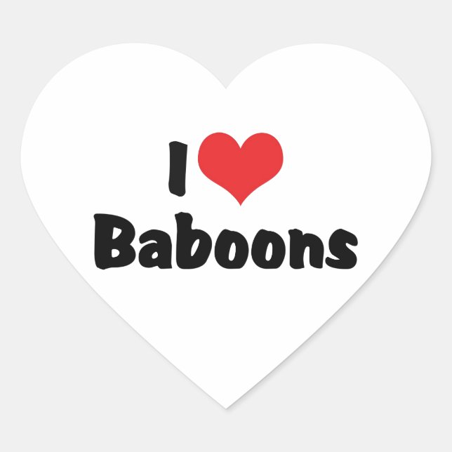 Adesivo Coração Eu Amo Babuínos do Coração (Frente)