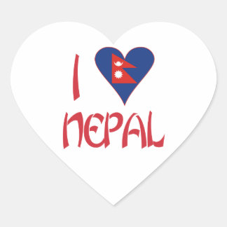 Adesivo Coração Eu Amo (Bandeira do Coração Nepalesa) Nepal