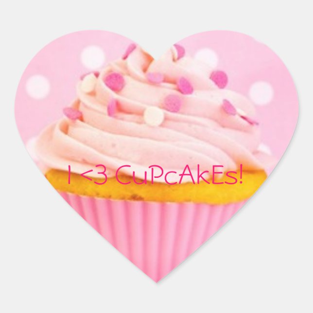 Adesivo Coração Eu amo cupcakes (Frente)
