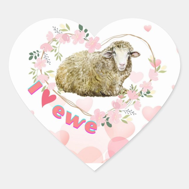 Adesivo Coração Eu amo Ewe (Frente)