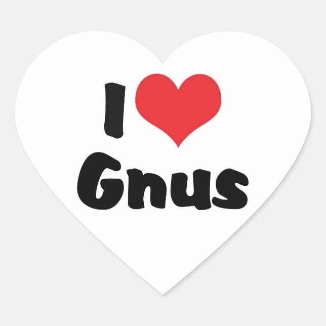 Adesivo Coração Eu Amo Gnus de Coração (Frente)