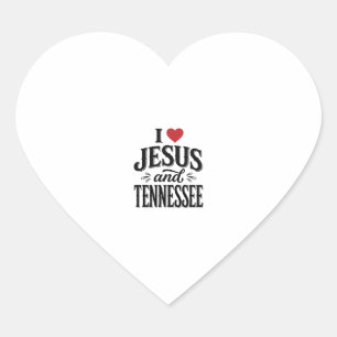 Adesivo Coração Eu Amo Jesus e Tennessee Vintage Desenho Cristão