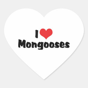 Adesivo Coração Eu Amo Mangustos de Coração - Amante de Mangustos