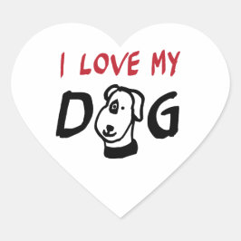 Adesivo Coração Eu amo meu cachorro com ilustração de cachorro