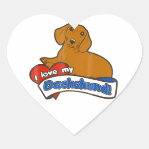 Adesivo Coração Eu Amo Meu Cachorro Dachshund Difts Cachorros Love