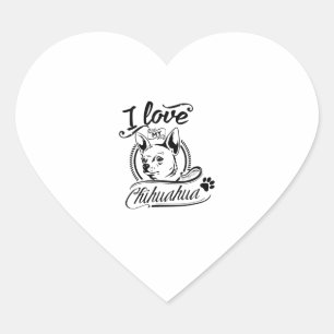 Adesivo Coração Eu Amo Meu Chihuahua - Amor De Cachorro De Pata De
