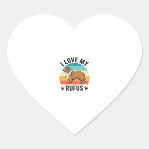Adesivo Coração Eu Amo Meu Design de Cachorro Vintage Rufus_1