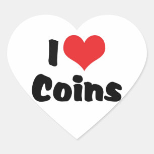 Adesivo Coração Eu Amo Moedas do Coração - Colecionador de Moedas