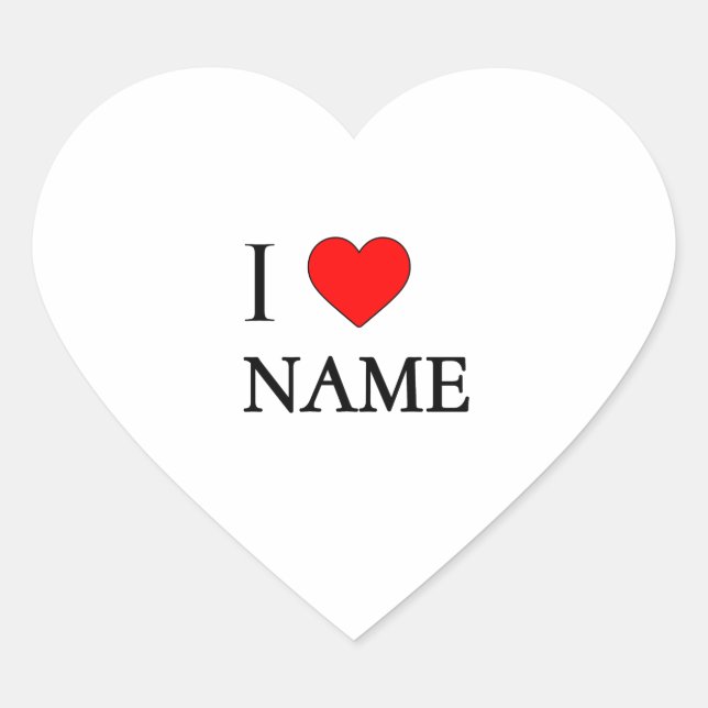 Adesivo Coração Eu amo nome (personalizável) (Frente)