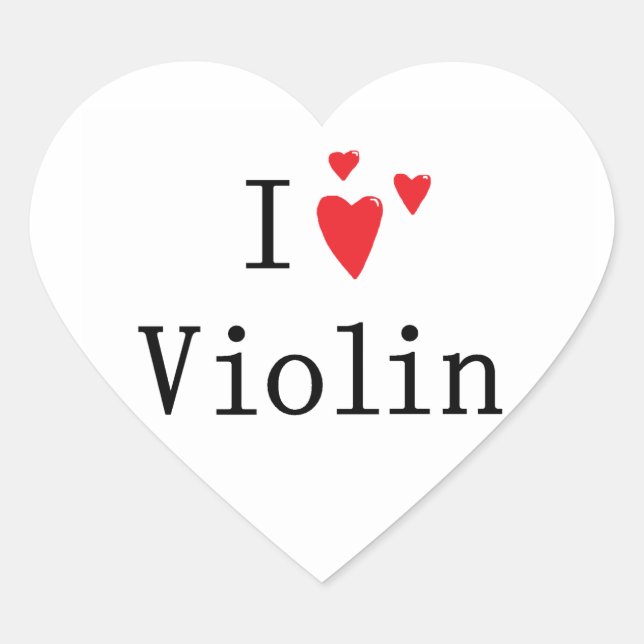 Adesivo Coração Eu amo o violino (Frente)