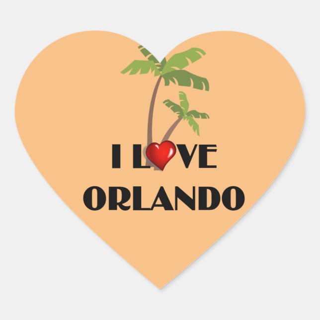 Adesivo Coração Eu Amo Orlando (Frente)