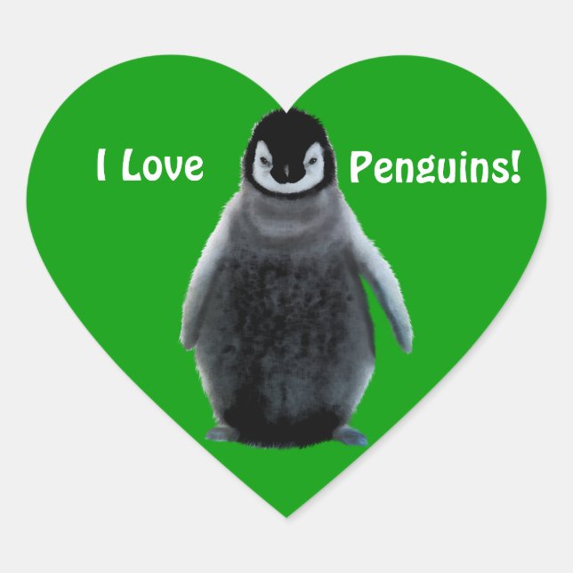 ADESIVO CORAÇÃO EU AMO PINGUINS BONITOS (Frente)