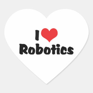 Adesivo Coração Eu Amo Robótica do Coração - Amante de Robôs