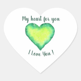 Adesivo Coração Eu Amo-Te Bastante Verde E Azul, Aniversário