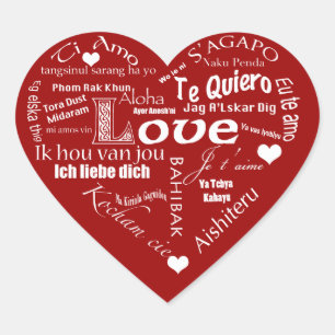 Adesivo Coração Eu amo Você-Muitas línguas+Corações