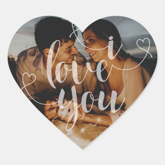 Adesivo Coração Eu Amo Você Personalizar Foto 20PCS Heart Stickers (Frente)