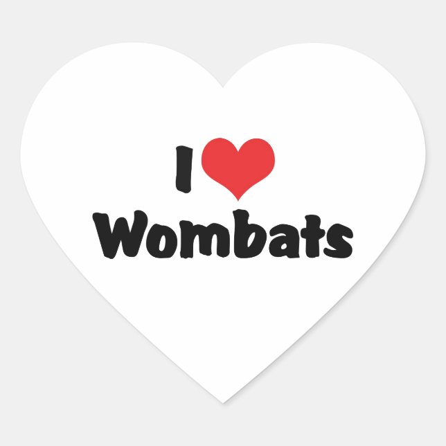 Adesivo Coração Eu Amo Wombats do Coração (Frente)