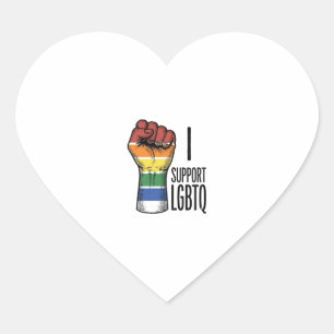 Adesivo Coração Eu Apoio Camisa de Punho Orgulho Vintage LGBTQ Des